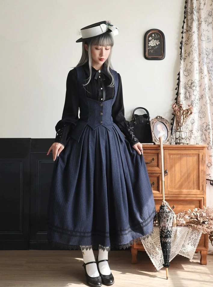 Cream and white pointed collar Lolita shirt fabric texture and color comparison, showcasing ice silk composite blend sheen and breathable material quality for vintage fashion aesthetic
