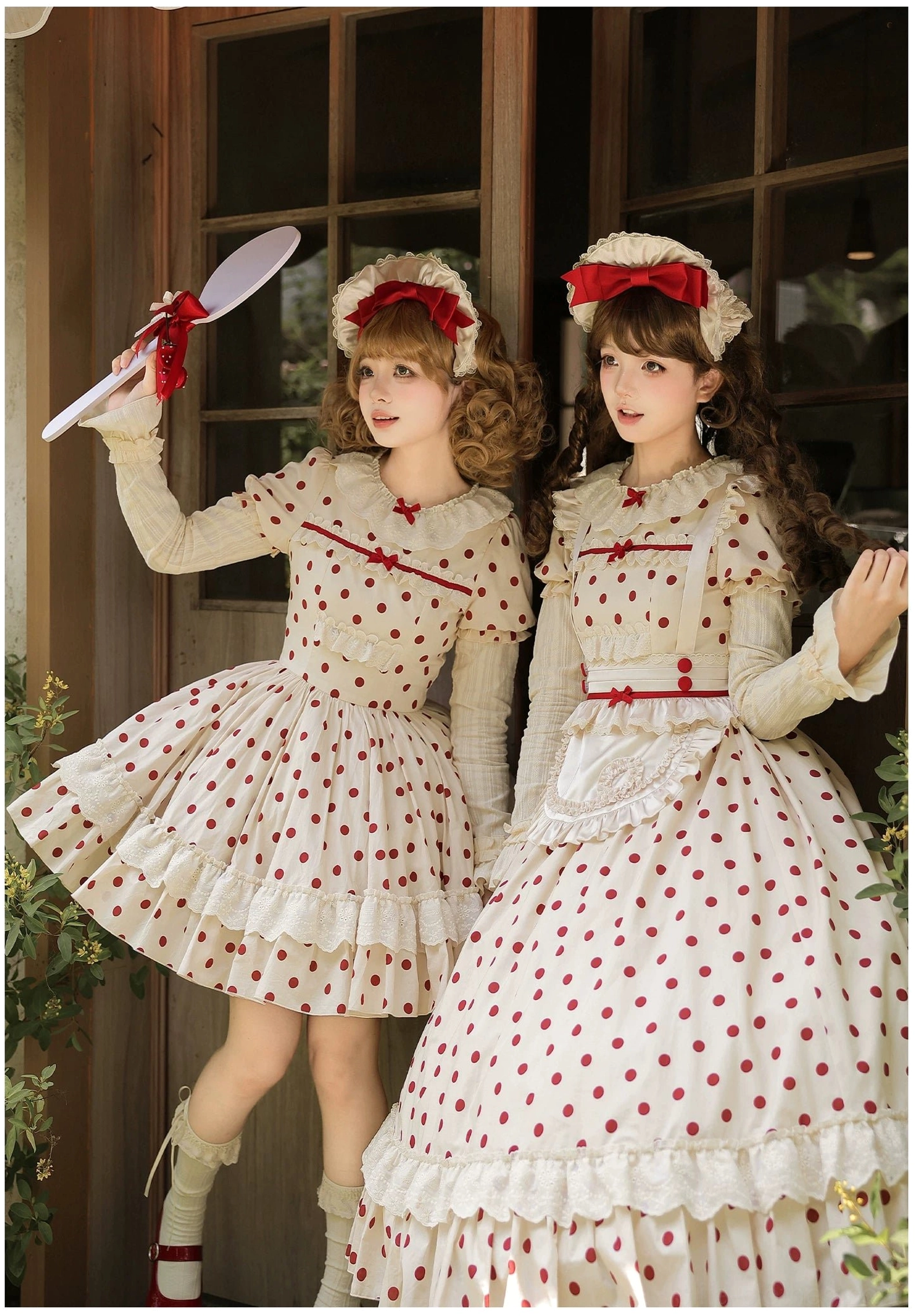 Polka dot lolita OP dress cotton fabric breathable comfortable all-day wear quality construction material excellence