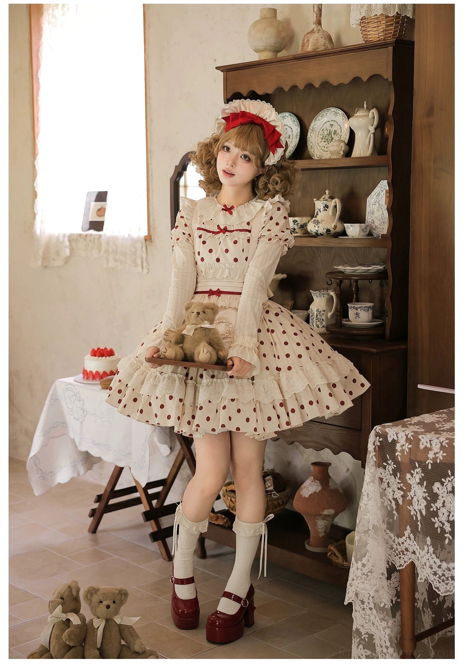 Polka dot lolita dress cotton shrinkage care first wash fiber behavior natural material information preparation