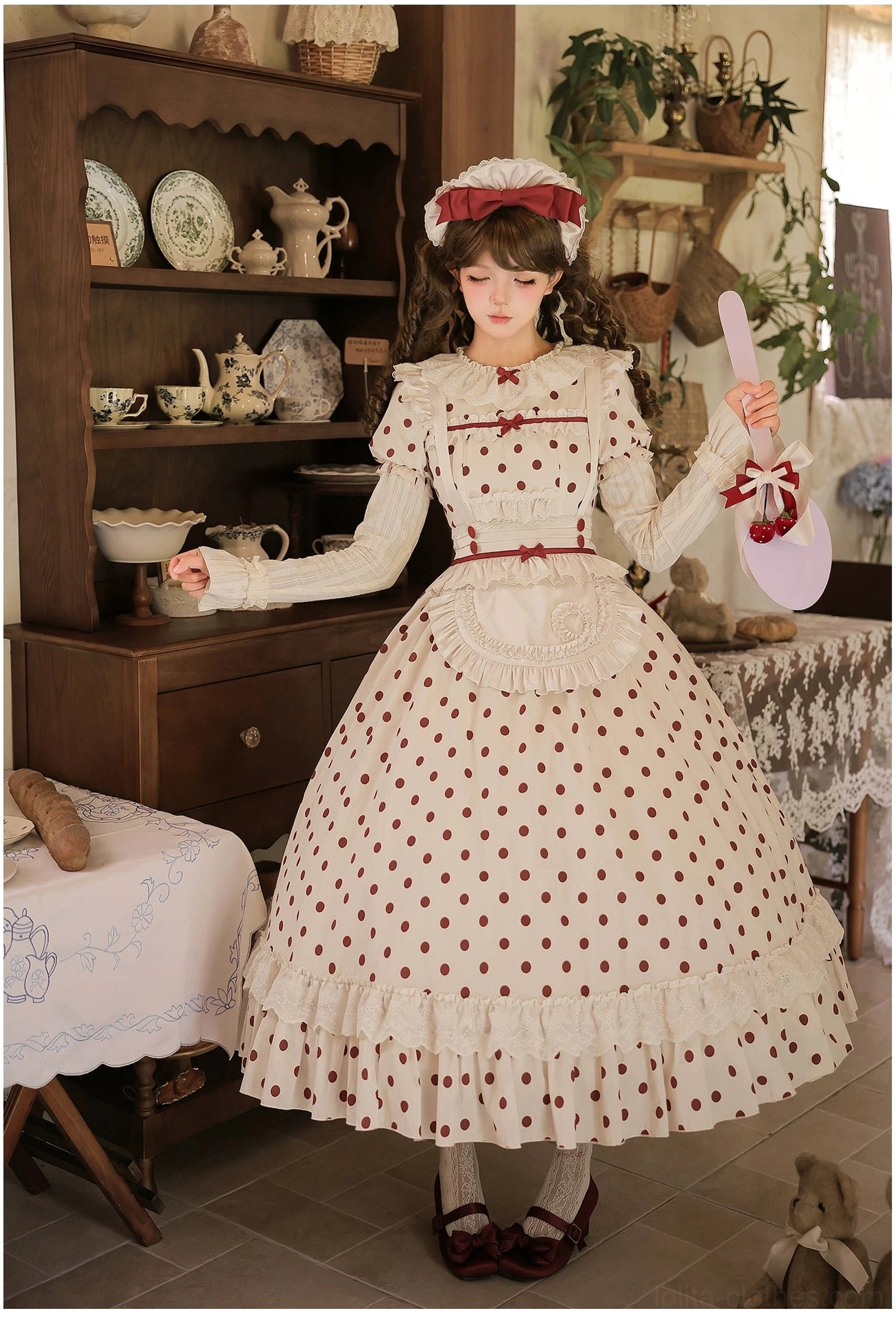 Polka dot lolita dress air dry shade storage hanging petticoat preservation tips moisture protection care