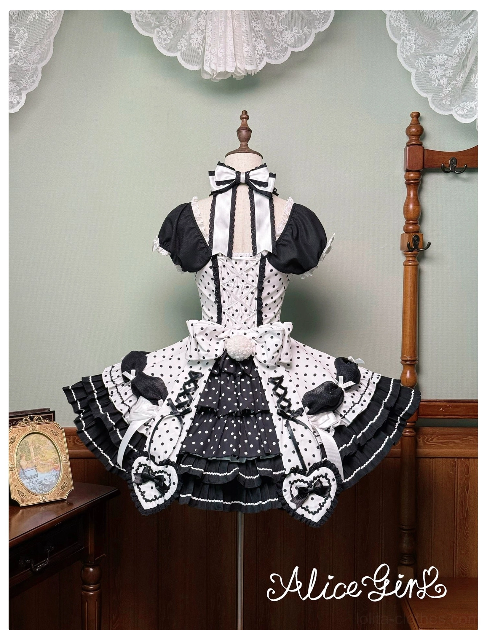 Polka dot Lolita halter dress brand authenticity showing genuine lolita fashion dress