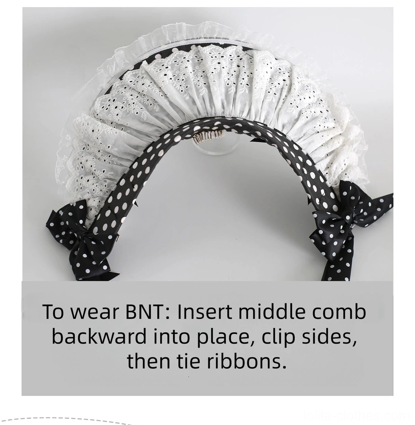 polka dot lolita headdress size comparison measurement guide inches centimeters headband top hat