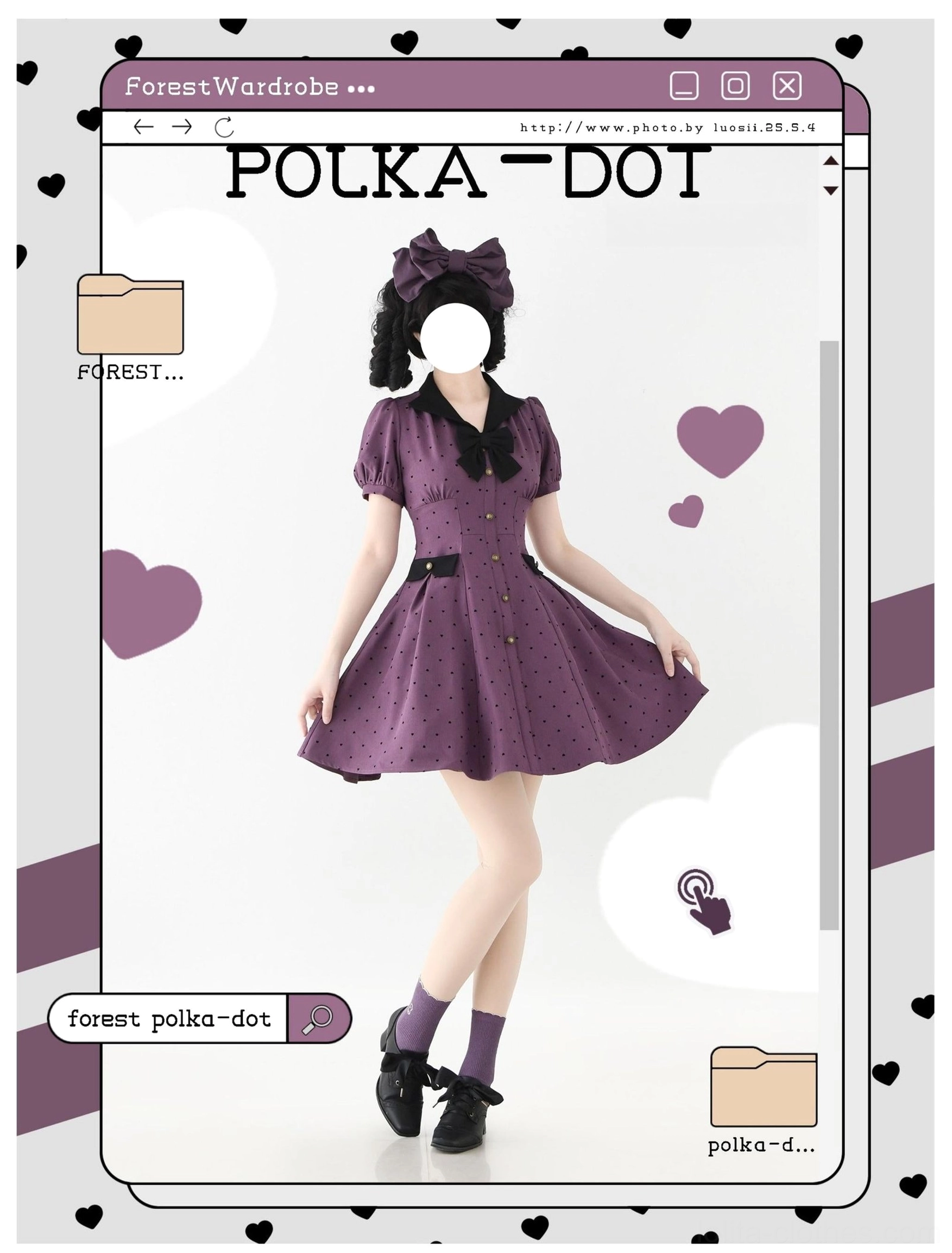 Polka-dot lolita OP dress with petticoat pairing showing classic bell-shaped silhouette full skirt volume vintage lolita aesthetic