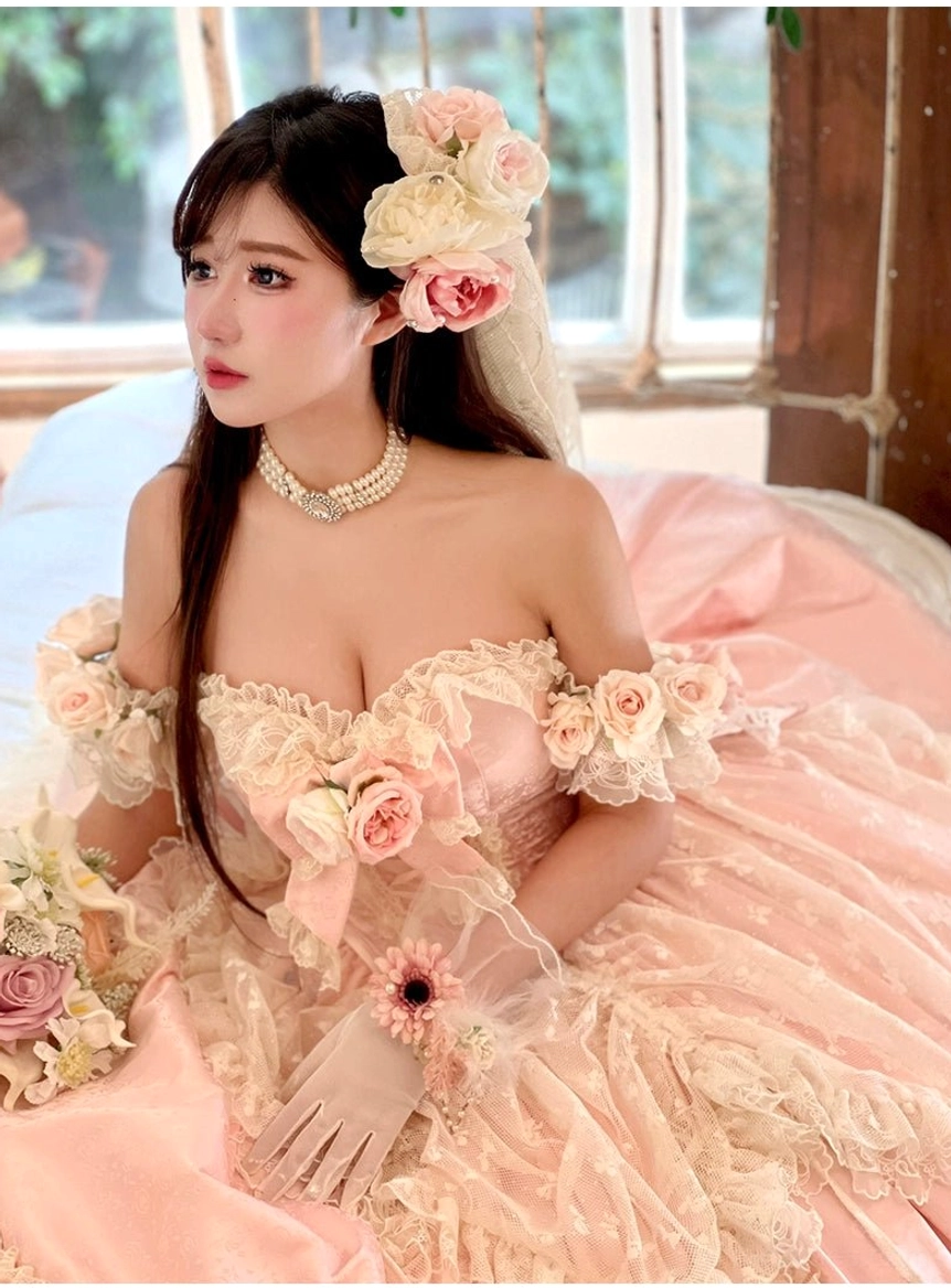 Care instruction diagram for hand washing and maintenance of princess bridal lolita wedding dress