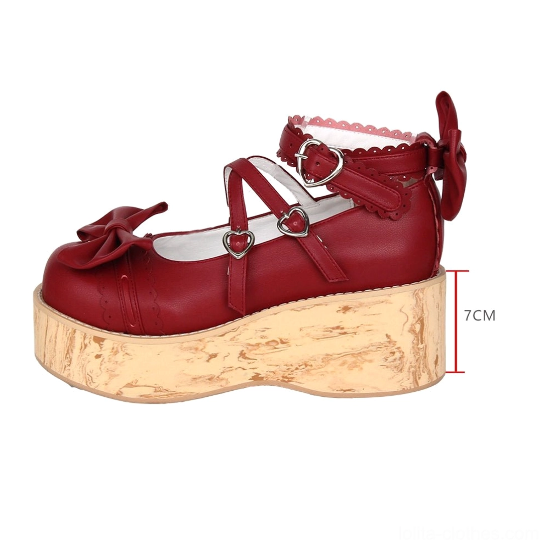 Princess Lolita platform shoes size and fit guide showcasing proportions and dimensional specifications for authentic Lolita aesthetic coordination