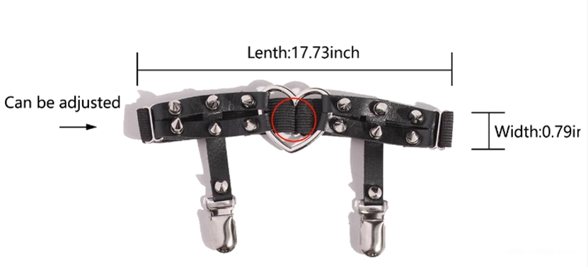 Punk Lolita heart rivet adjustable stocking garter clip colorful accessory product view