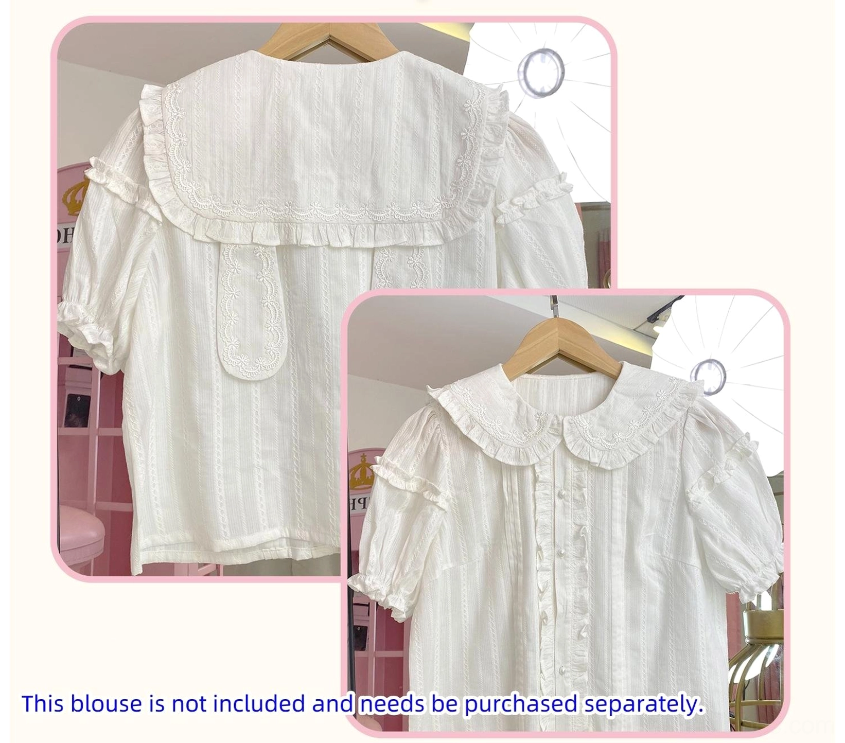 Rabbit ear inner blouse separate purchase coordinate piece for puppy themed Lolita salopette showing complementary design elements