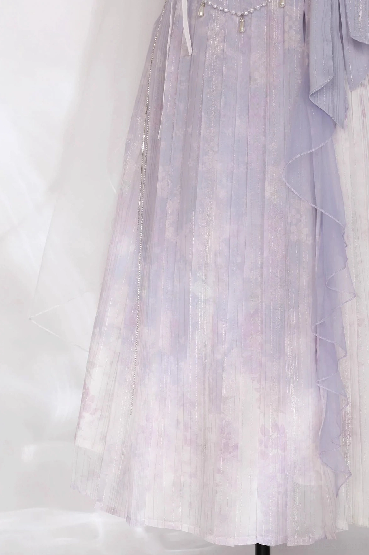 Purple Han Lolita JSK dress front and back comparison showing design elements