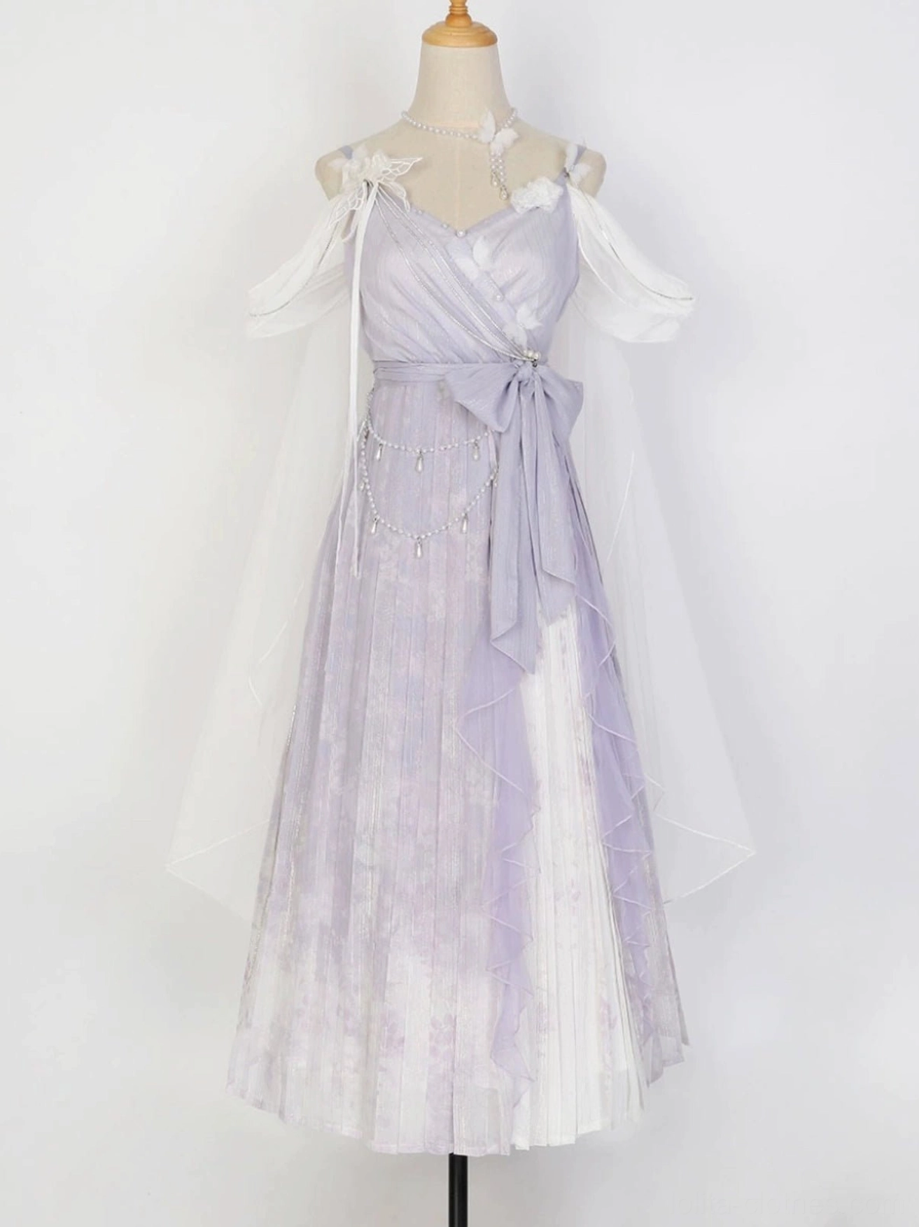 Purple Han Lolita JSK dress detail showing ammonia stretch yarn lining comfort construction