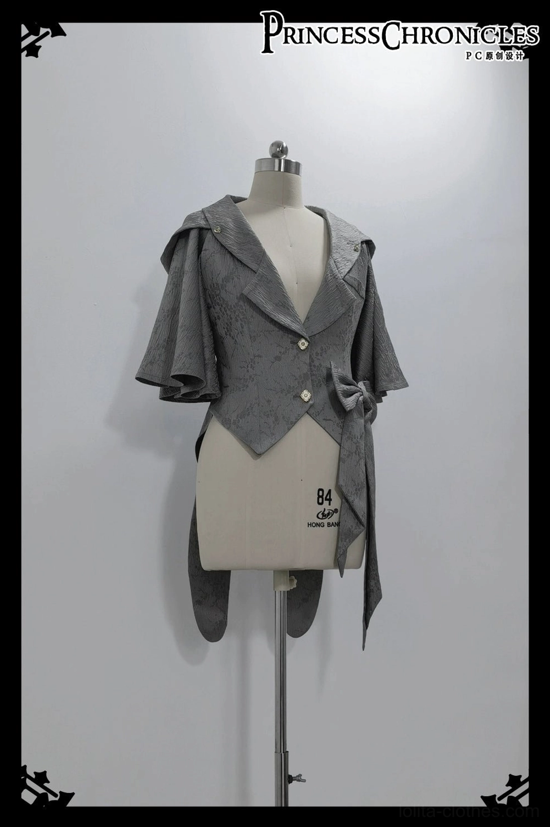 Rabbit ear glacier grey ouji lolita coat pre-order color option variant with bunny hood and bow tie