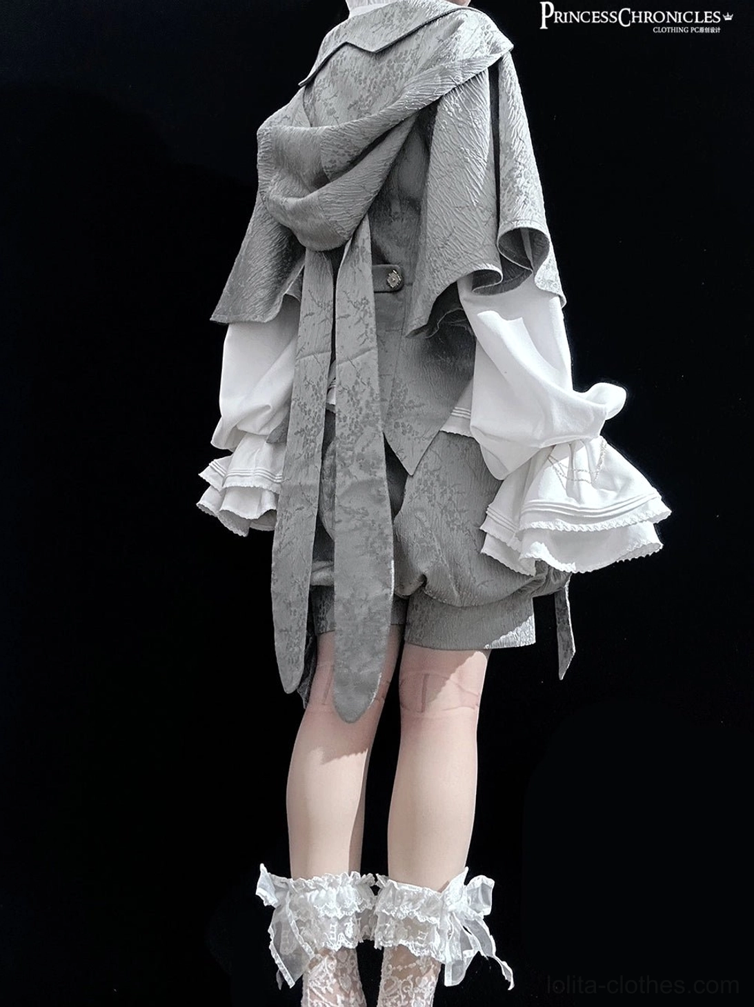 Rabbit ear glacier grey ouji lolita complete four-piece ensemble styling guide flat lay composition