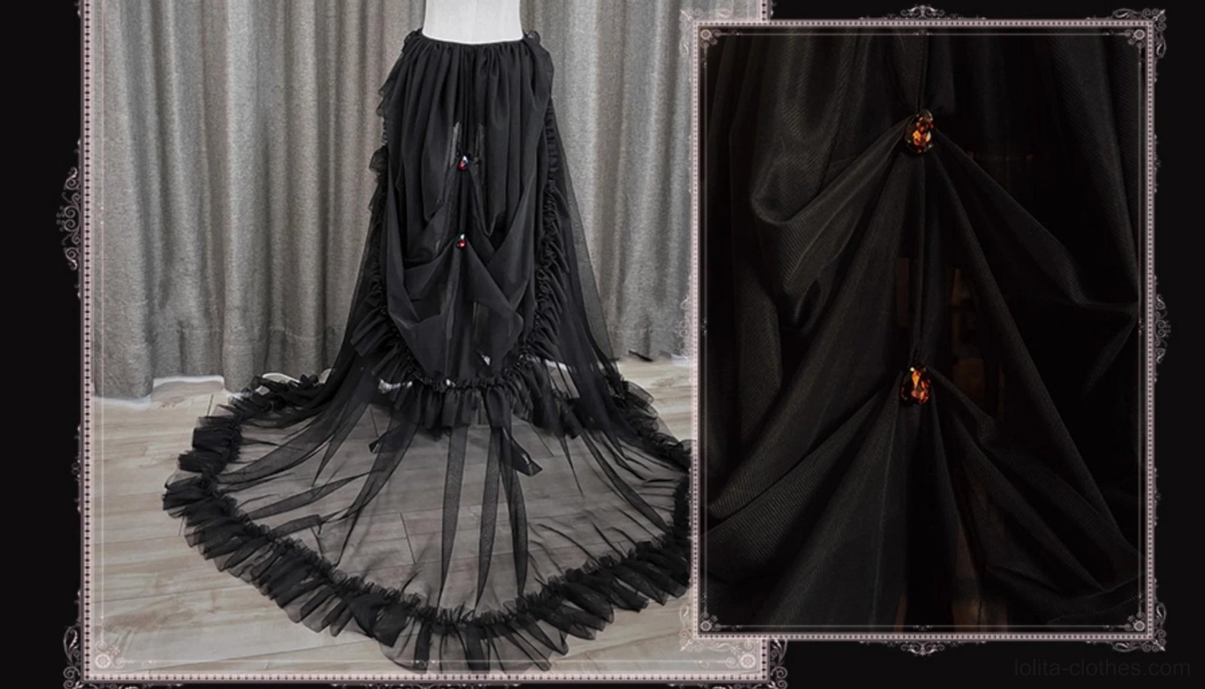 Reborn Ancient God Gothic Lolita double shirts full set black white blouses trailing veil complete configuration