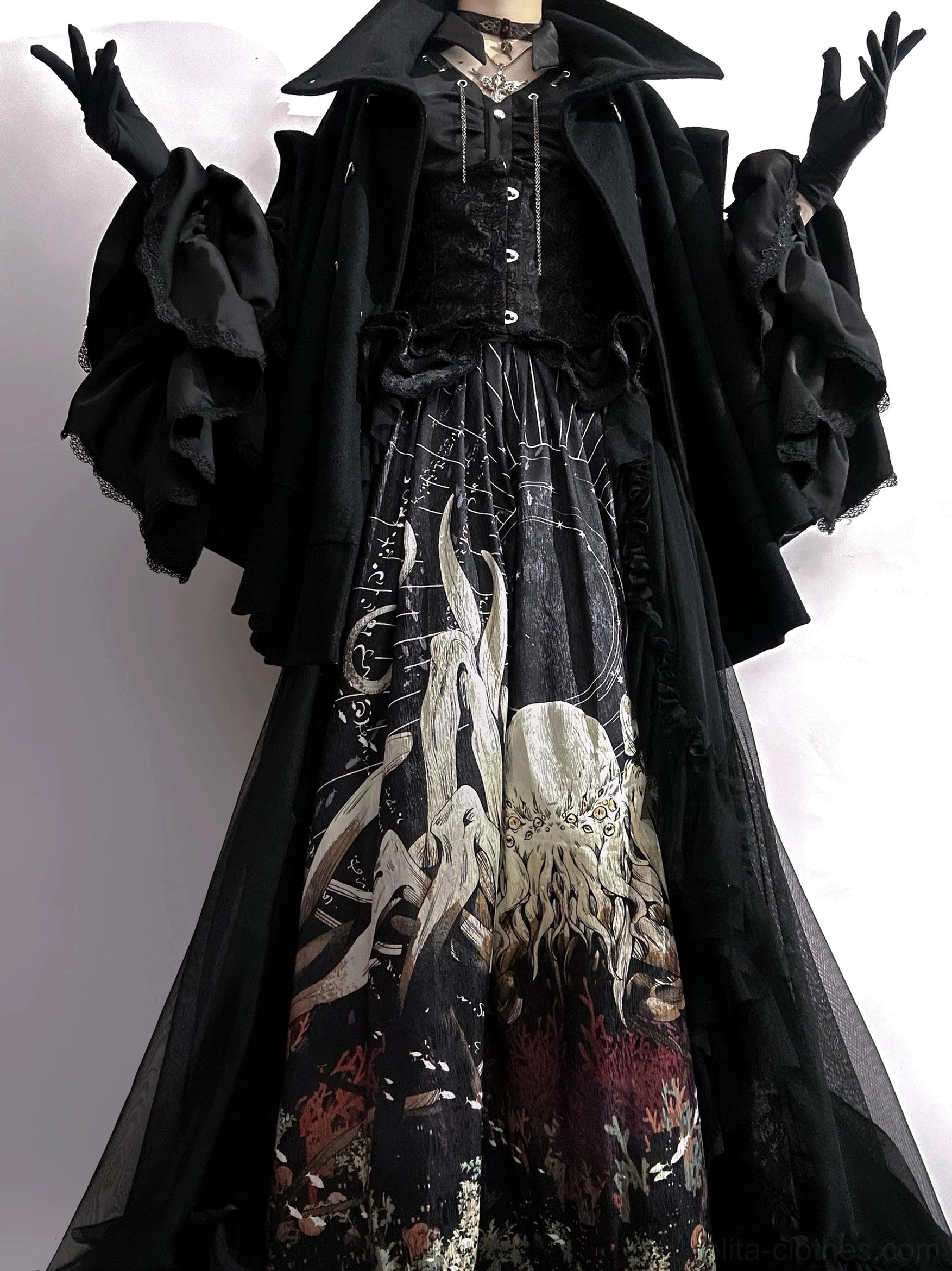Reborn Ancient God Gothic Lolita outfit product configuration details petticoat sizing guide accessory components