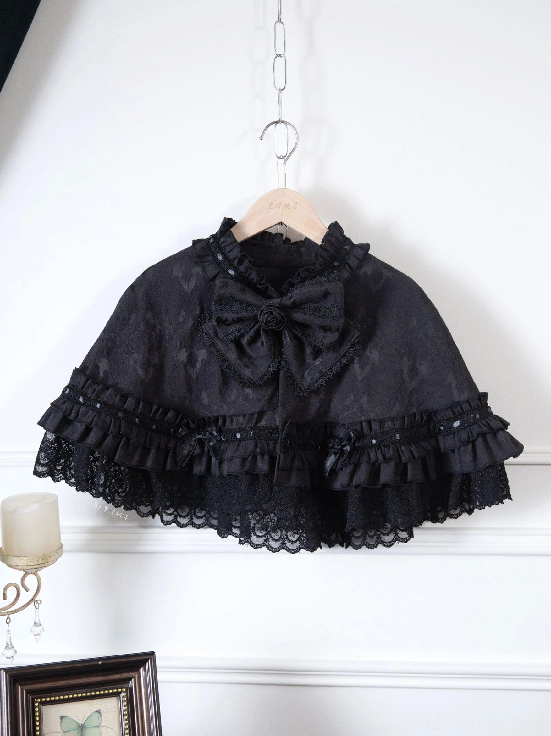 Red jacquard straight sleeves lolita cape bonnet complementary styling piece bundle option