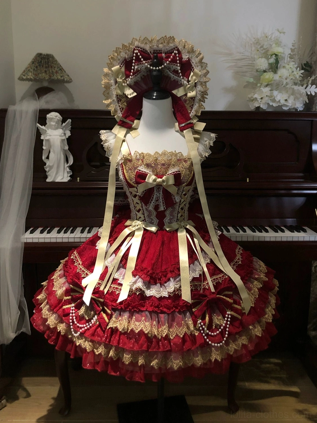 Red lolita jumper dress BNT bow accessory variant separate purchase option for coordinate customization and styling