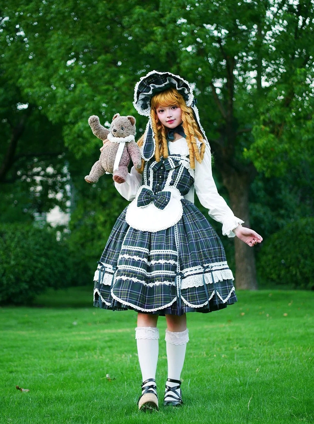 Red tartan lolita JSK dress bunny motif inspiration cute aesthetic playful femininity design philosophy concept