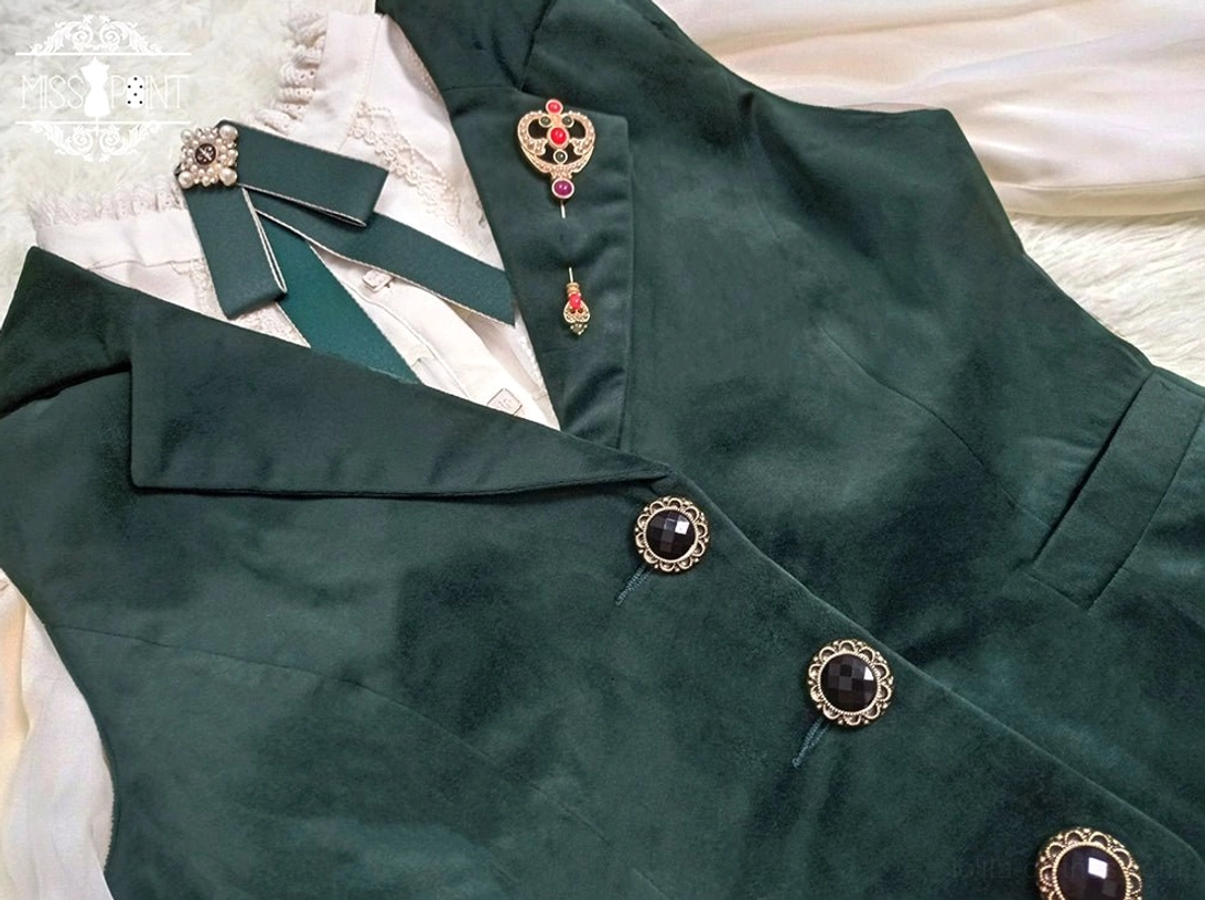 Retro lolita waistcoat care instruction showing premium velvet maintenance and storage