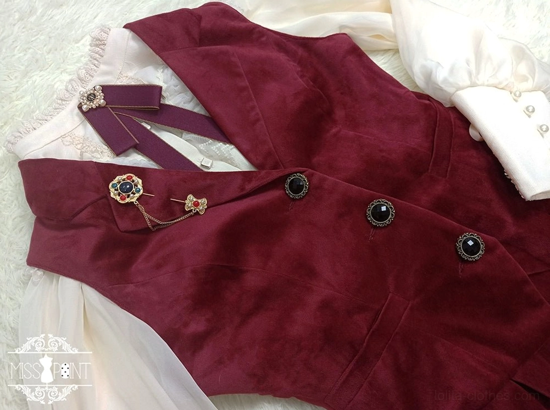 Retro lolita waistcoat wine red quintessential power color european nobility melancholia