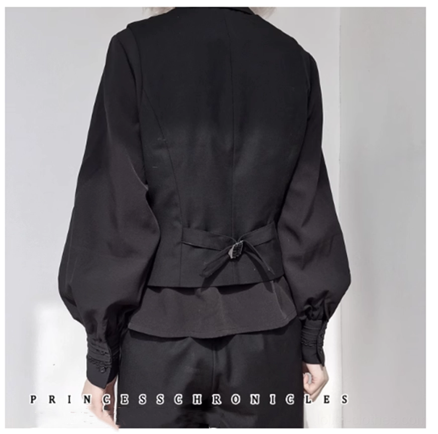 Retro Ouji Lolita waistcoat size chart comparison for female and male unisex sizing options