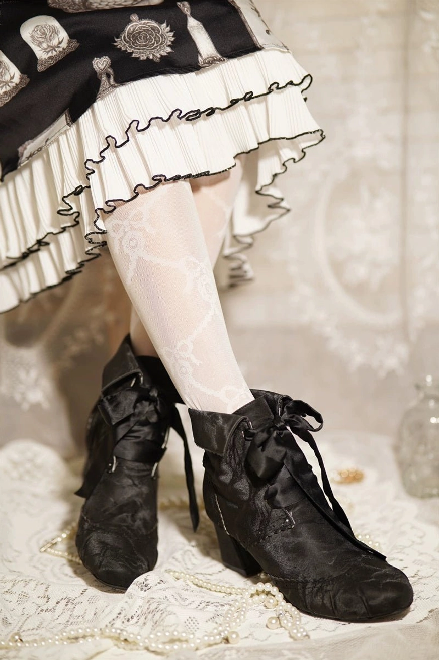 Retro lolita ankle boots artistic photography showcasing Victorian romantic aesthetic design inspiration and meticulous craftsmanship details