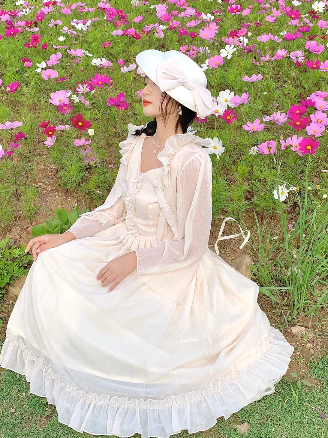 Rhine riverside lolita cardigan comprehensive product display featuring all color options, dimensional ruffled design, and versatile styling possibilities for diverse lolita aesthetic expressions