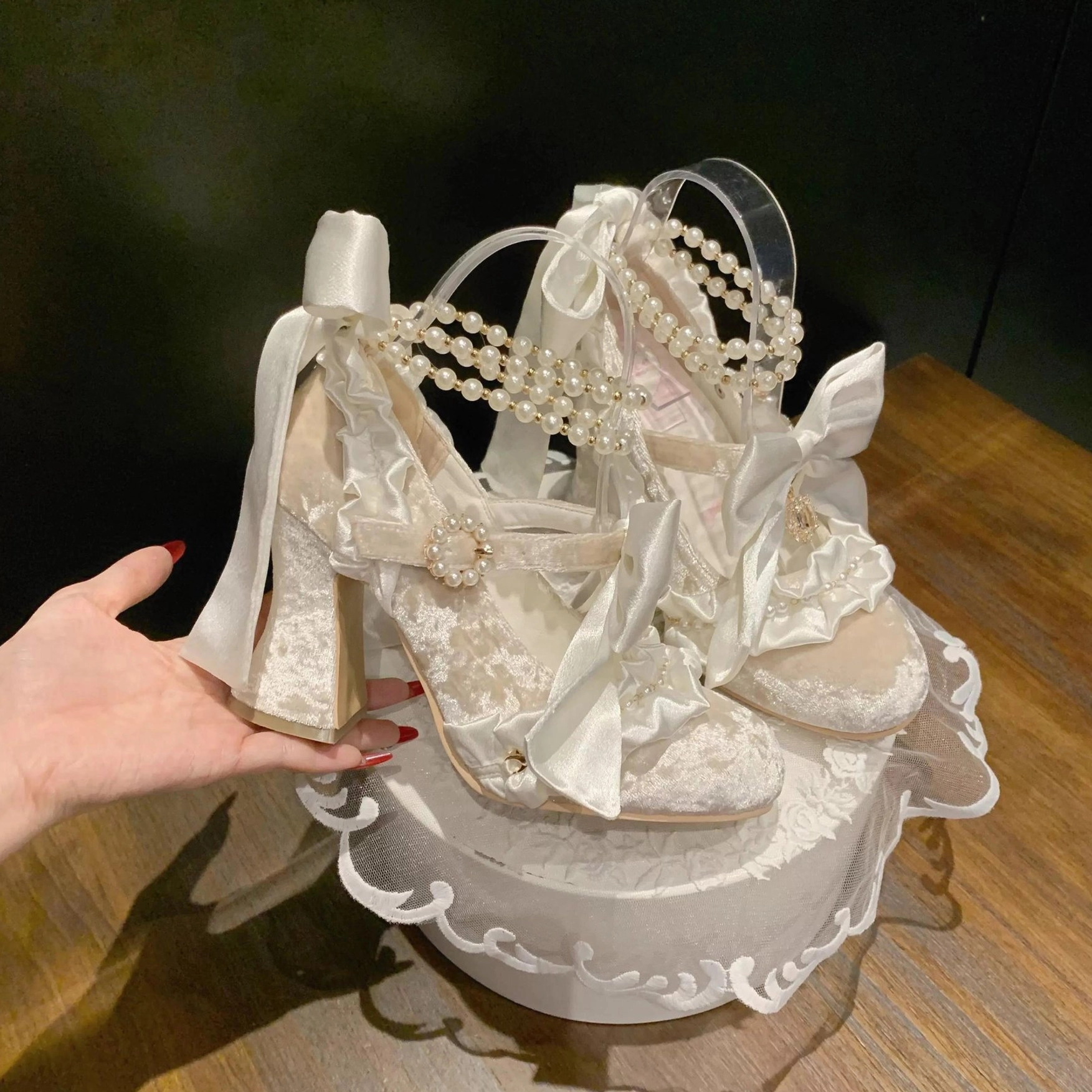 Ribbon Anthem Classic Lolita block heel shoes showcasing handcrafted artisan quality with attention to detail reflecting authentic lolita fashion craftsmanship
