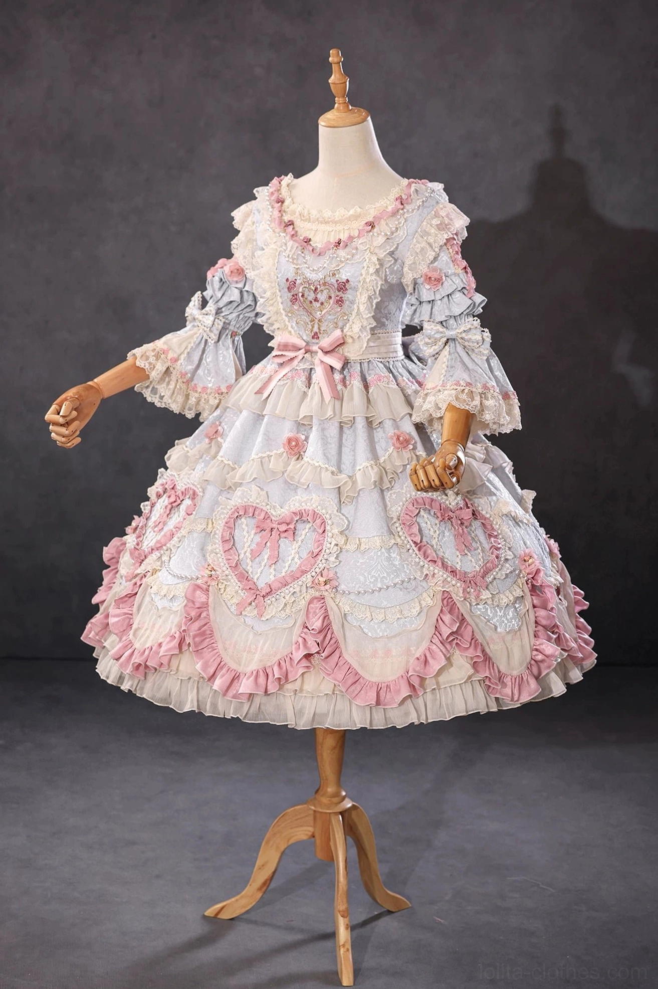 Lolita Rococo bonnet with extensive ruffled lace layering and floral rose accents for classic vintage aesthetic