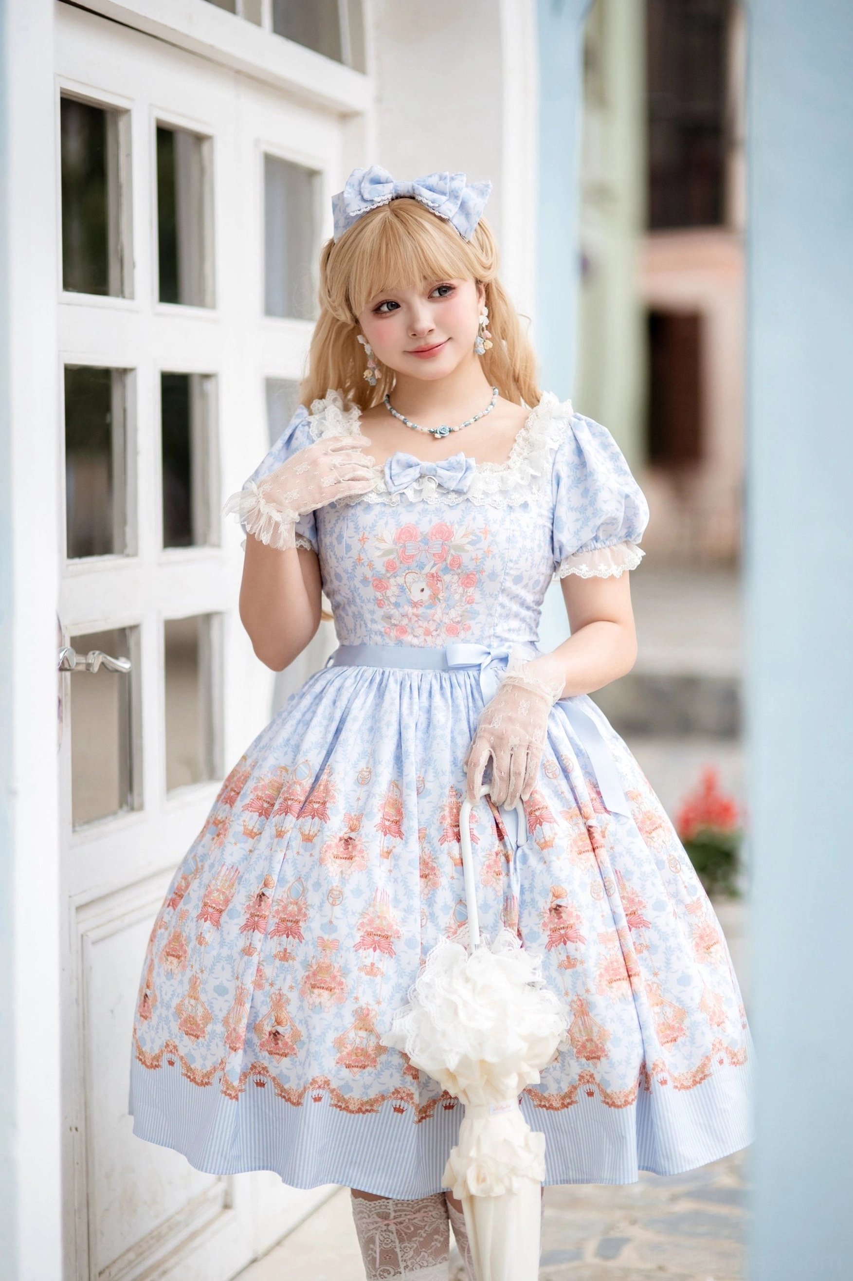 Rose bunny pink lolita coordinate complete outfit styling with accessories