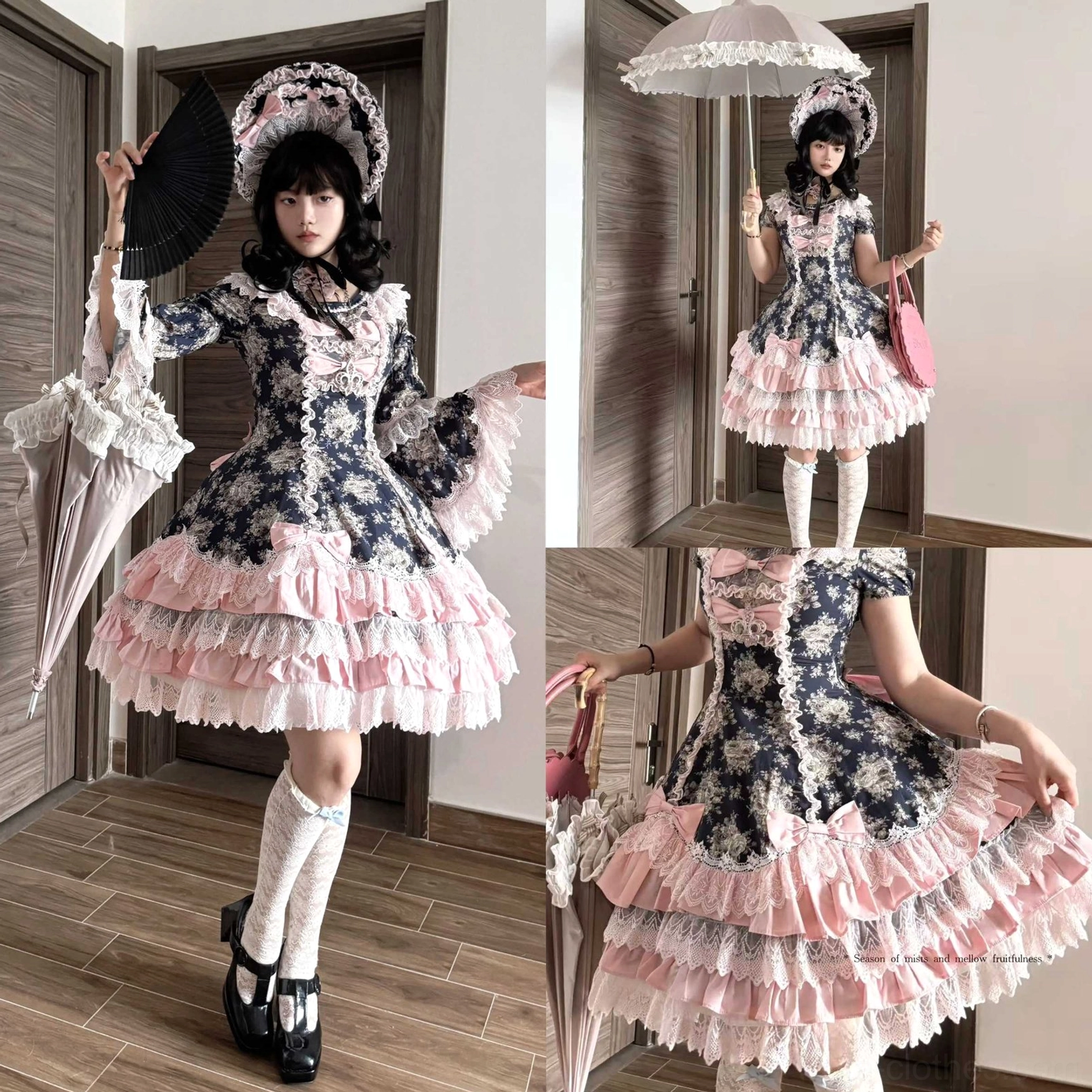 Old School Lolita OP dress showing side zipper closure for convenient dressing and styling