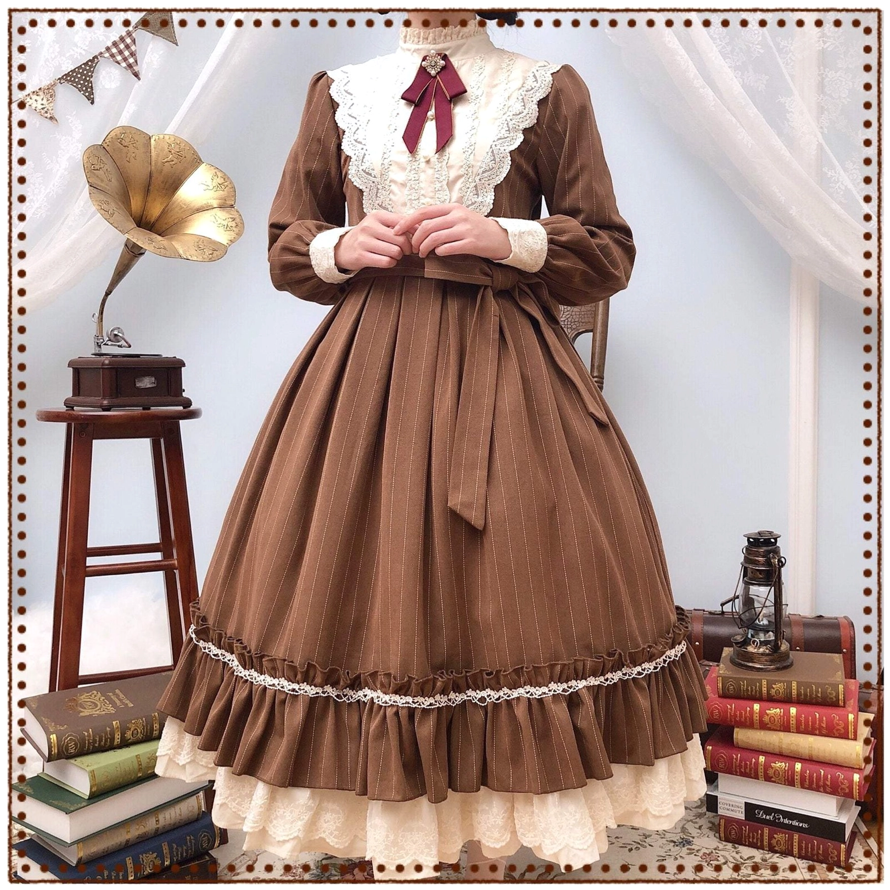 Rose Silhouette Lolita OP dress on model at convention or social gathering, showing practical wear and community engagement context