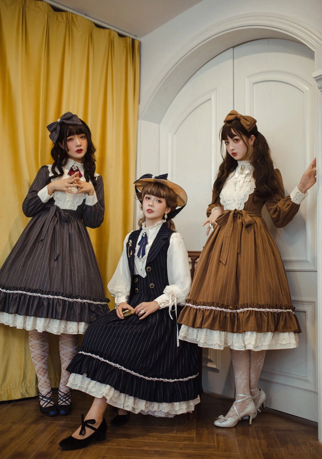 Vintage Classic Lolita OP dress with coordinating bag accessory showing complete outfit coordination and styling harmony