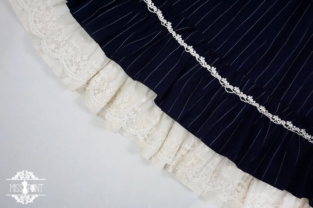 Vintage Classic Lolita OP dress complete package contents showing one-piece dress, coordinating belt and neck tie trio ensemble