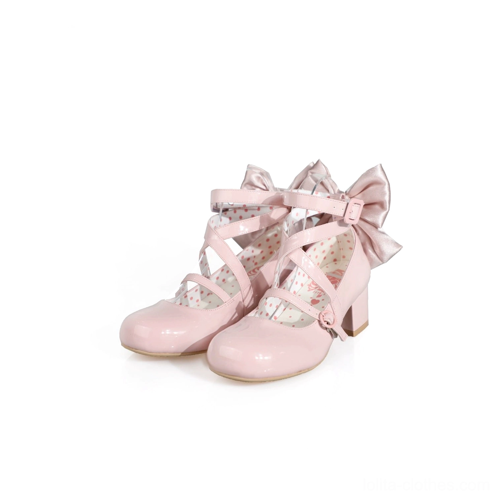 Round toe lolita heel shoes comfort features shallow vamp design arch support cushioning