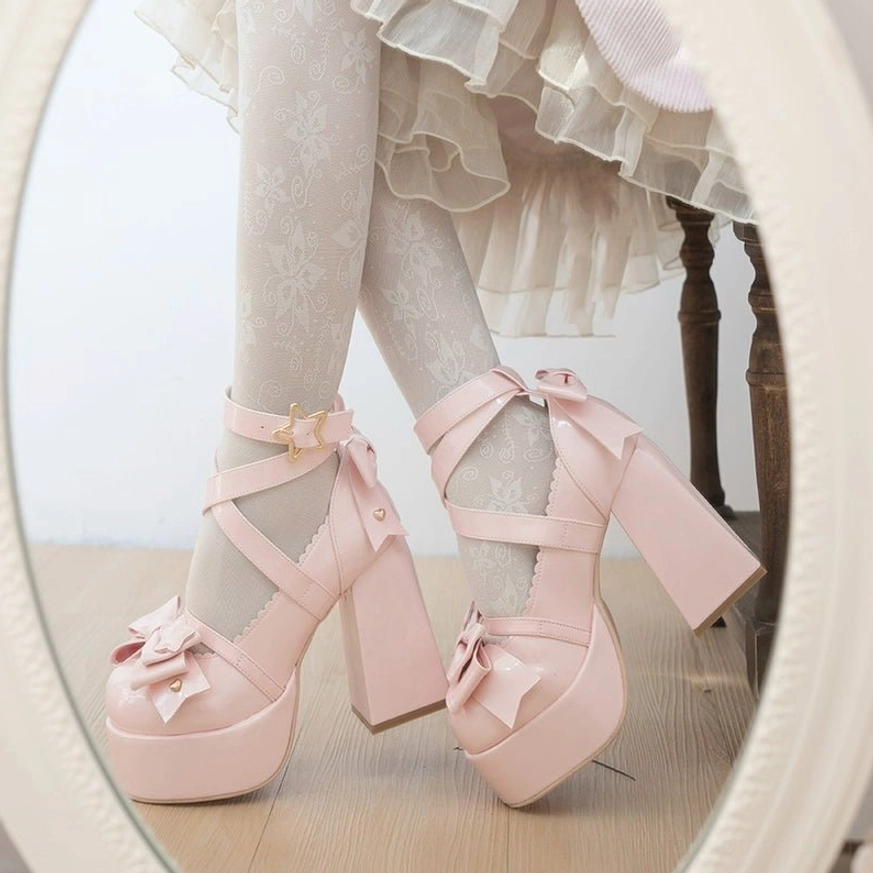 Round toe lolita heels one-strap buckle silhouette enchanting essence lolita subculture artistic expression