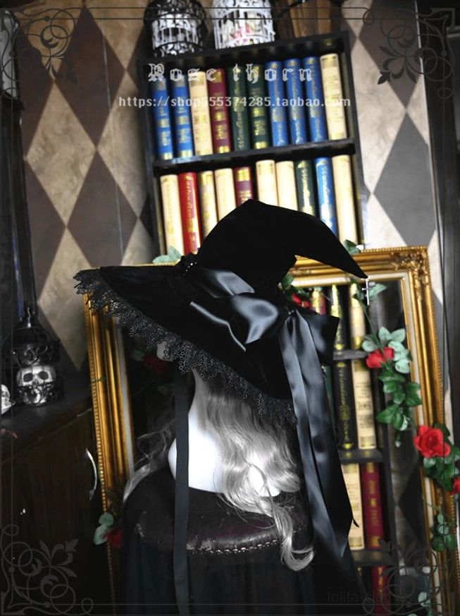 Black satin ribbon sacred cross witch hat lolita headpiece classic gothic color coordination option