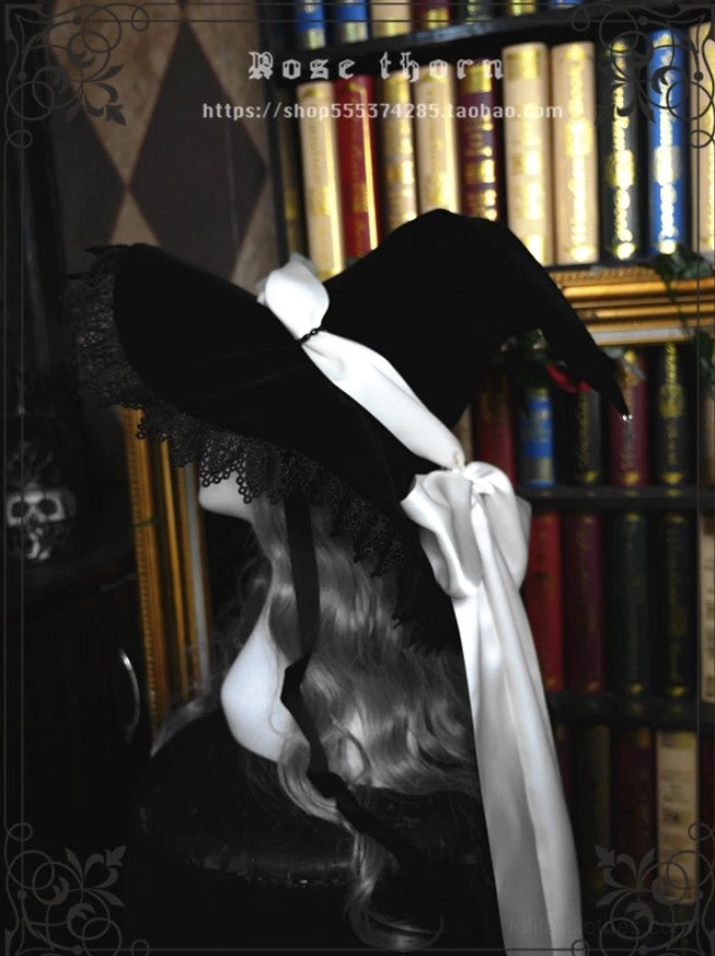 White ribbon sacred cross witch hat angelic contrast lolita headpiece sweet gothic color option