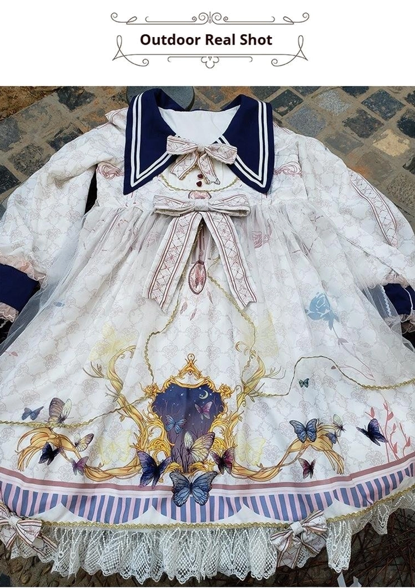 Sailor collar lolita one-piece dress product code LOL-DRE-2671, classic lolita category, available in three colors, size range s to xxl, ships within 7-10 business days