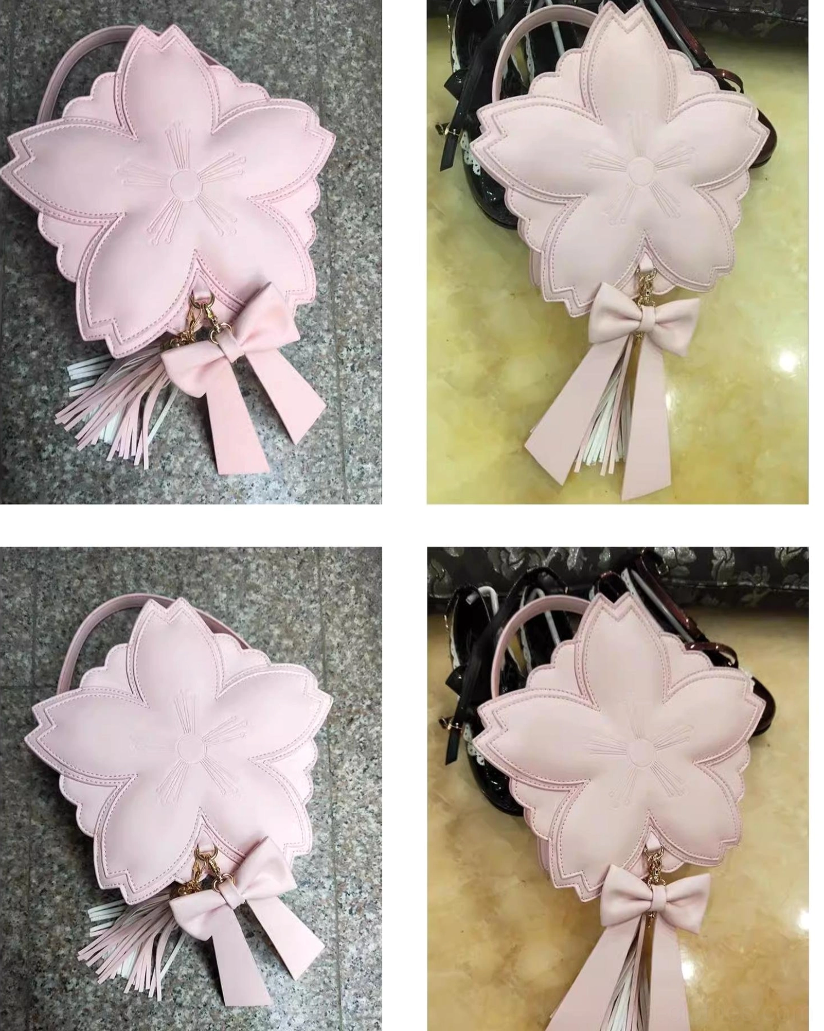Sakura lolita handbag PU leather material easy-care durability practical functionality romantic aesthetic balance