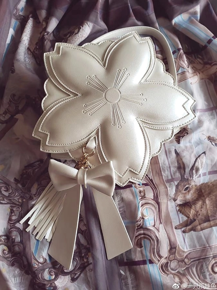 Sakura petal lolita handbag romantic lolita substyle coordinate vintage print dress delicate layered aesthetic