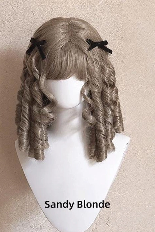 Sandy blonde lolita wig 33cm pre-order ringlet curls teased crown vintage lolita fashion wear
