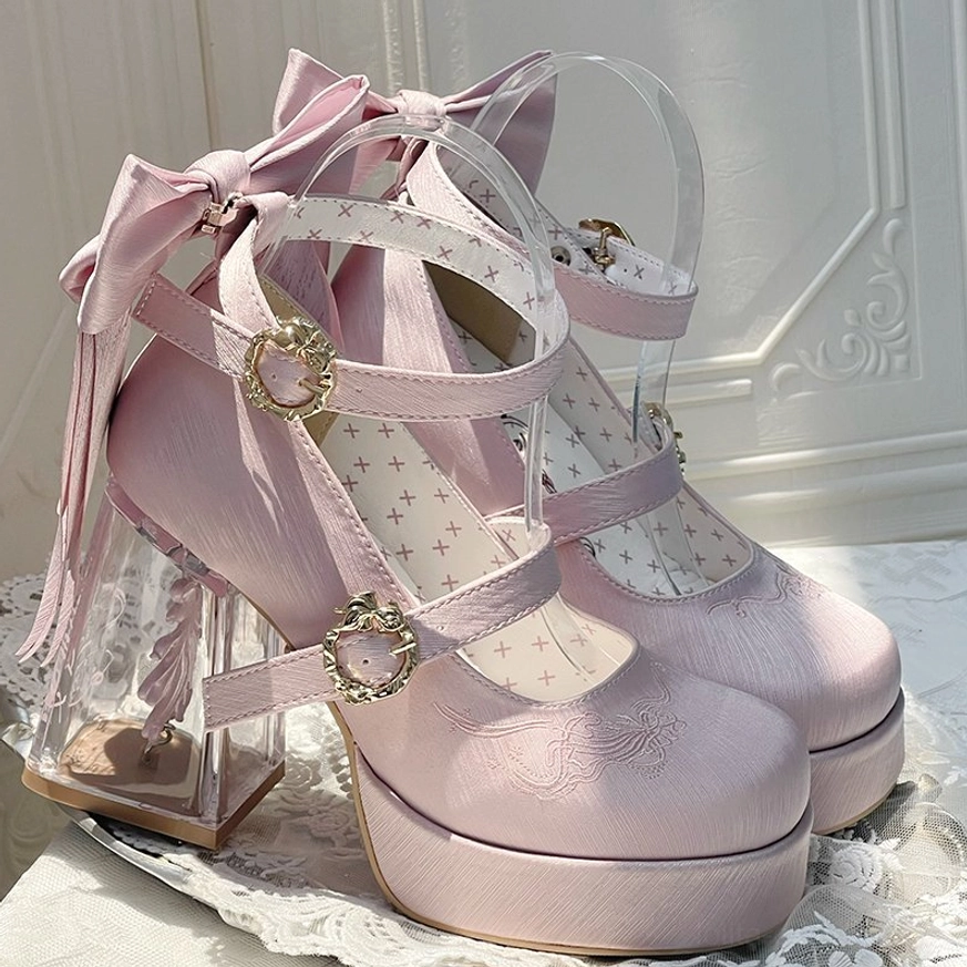 Satin lolita platform heels boutique shopping fashion-forward social occasion styling