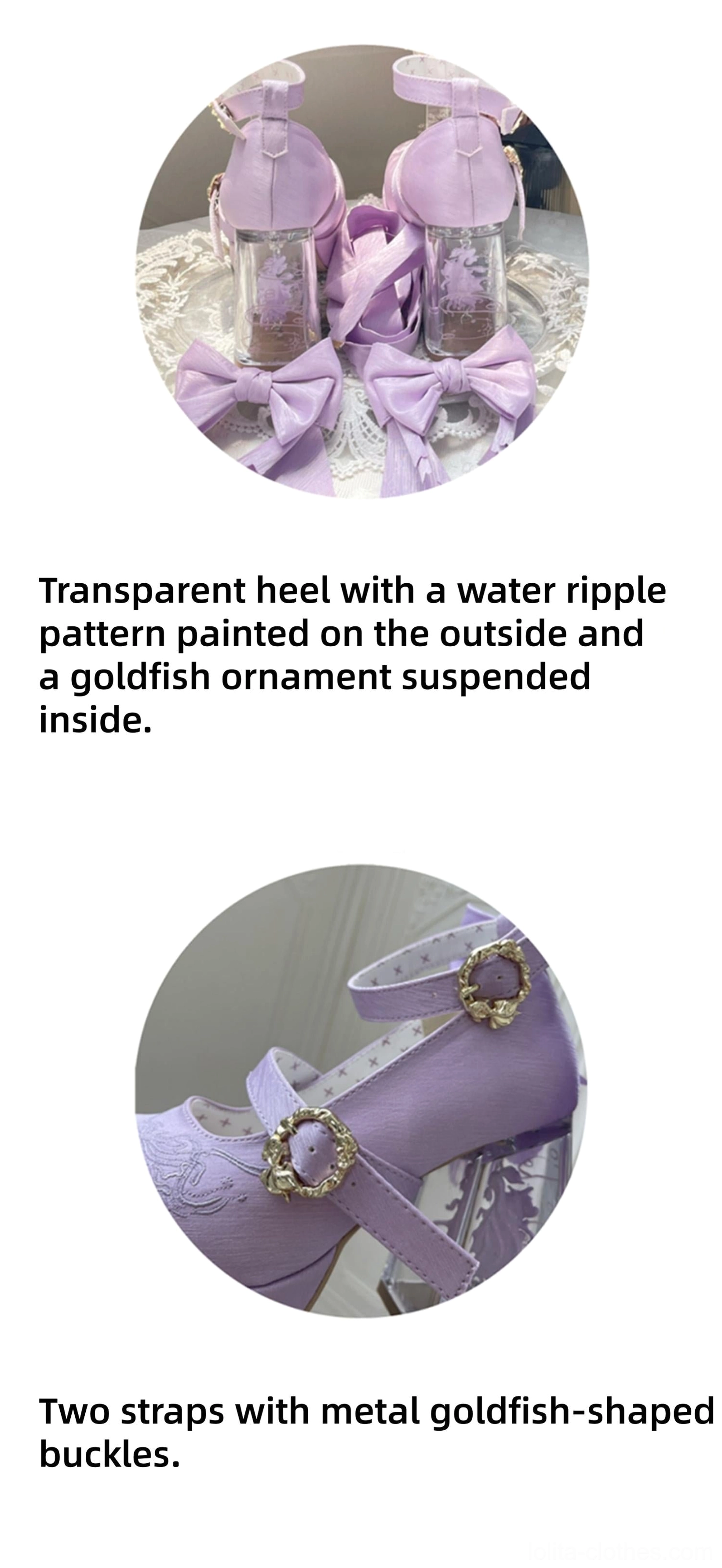 Satin lolita platform heels detachable ankle strap bow instep strap modular design showcase