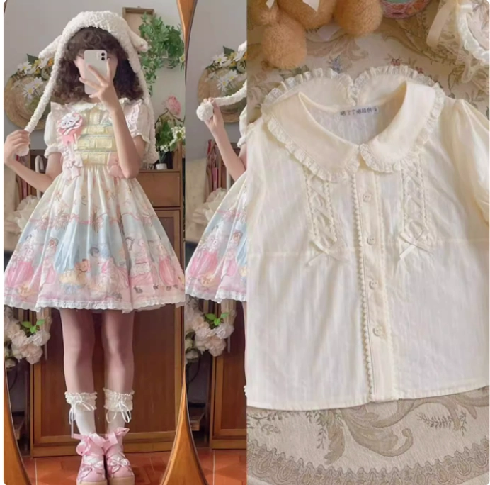 Sheep Pattern Waltz Princess Lolita JSK color options pastel variations pink blue cream coordination choices