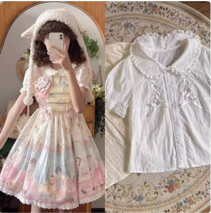 Sheep Pattern Waltz Lolita dress photography inspiration vintage aesthetic Lolita fashion community event styling