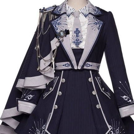 Sheffield Lolita military dress color palette navy grey contrast elegant sophisticated coordination