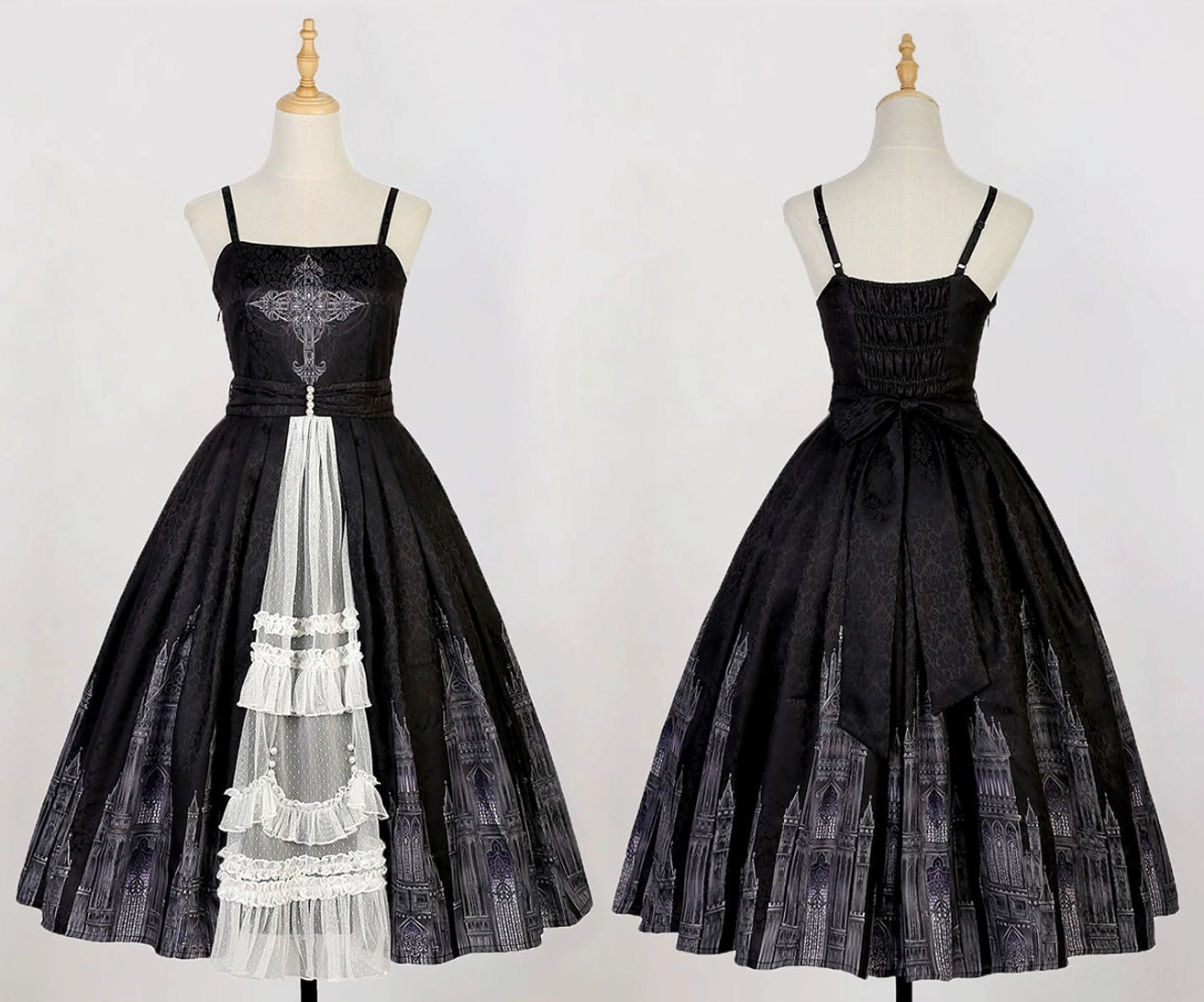 Silent Church Gothic Lolita JSK dress black thin shawl accessory piece