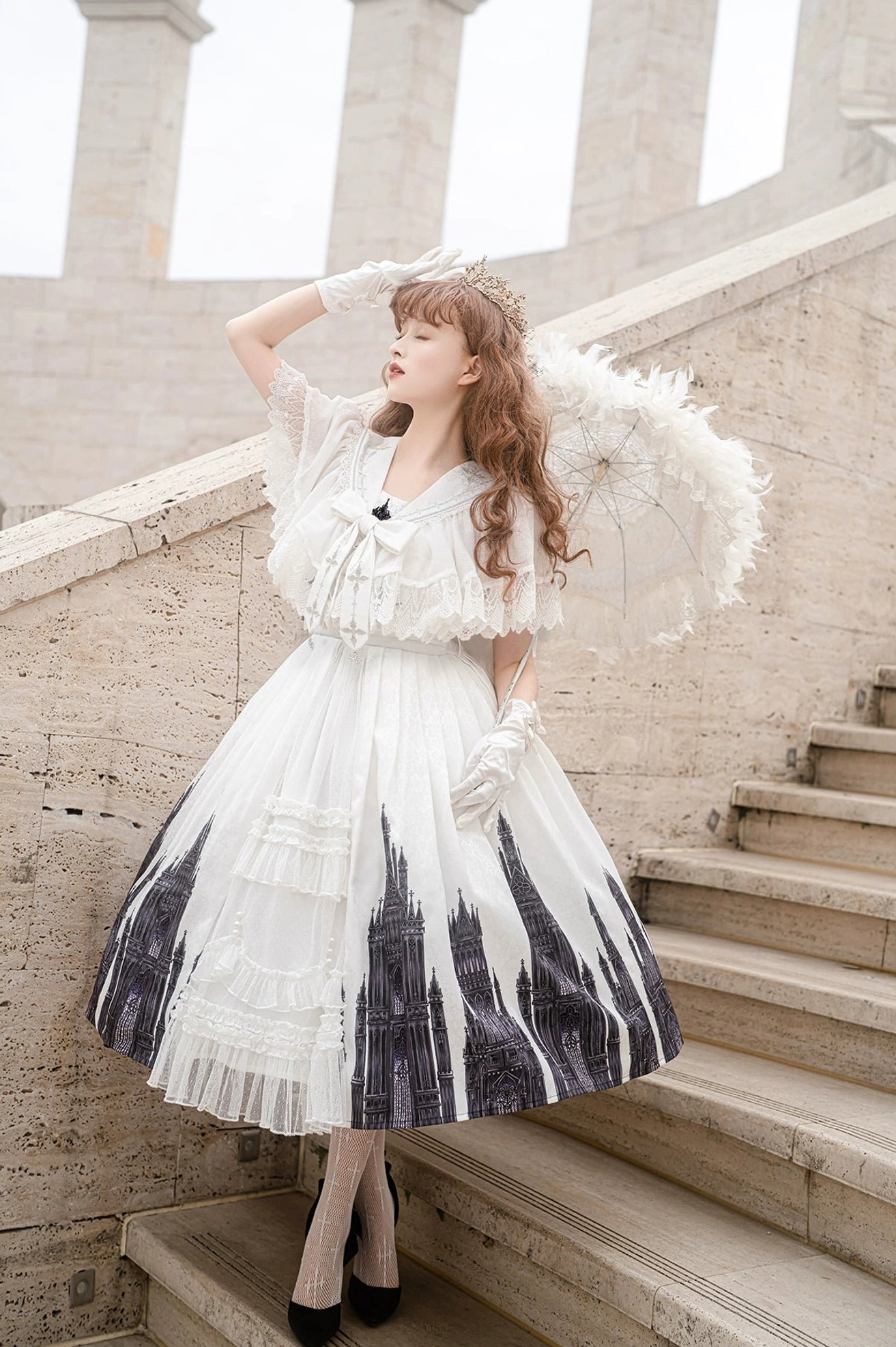 Silent Church Gothic Lolita JSK dress size S petite frame styling reference