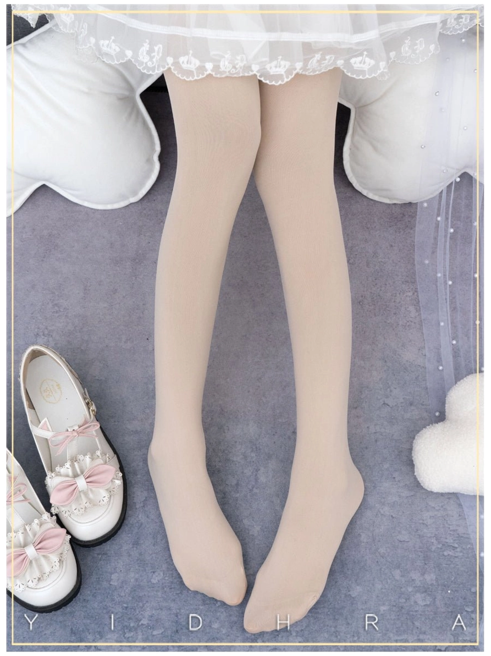 Skin-tone 120D velvet Lolita tights one-size universal fit elegant everyday wear hosiery for Lolita fashion enthusiasts