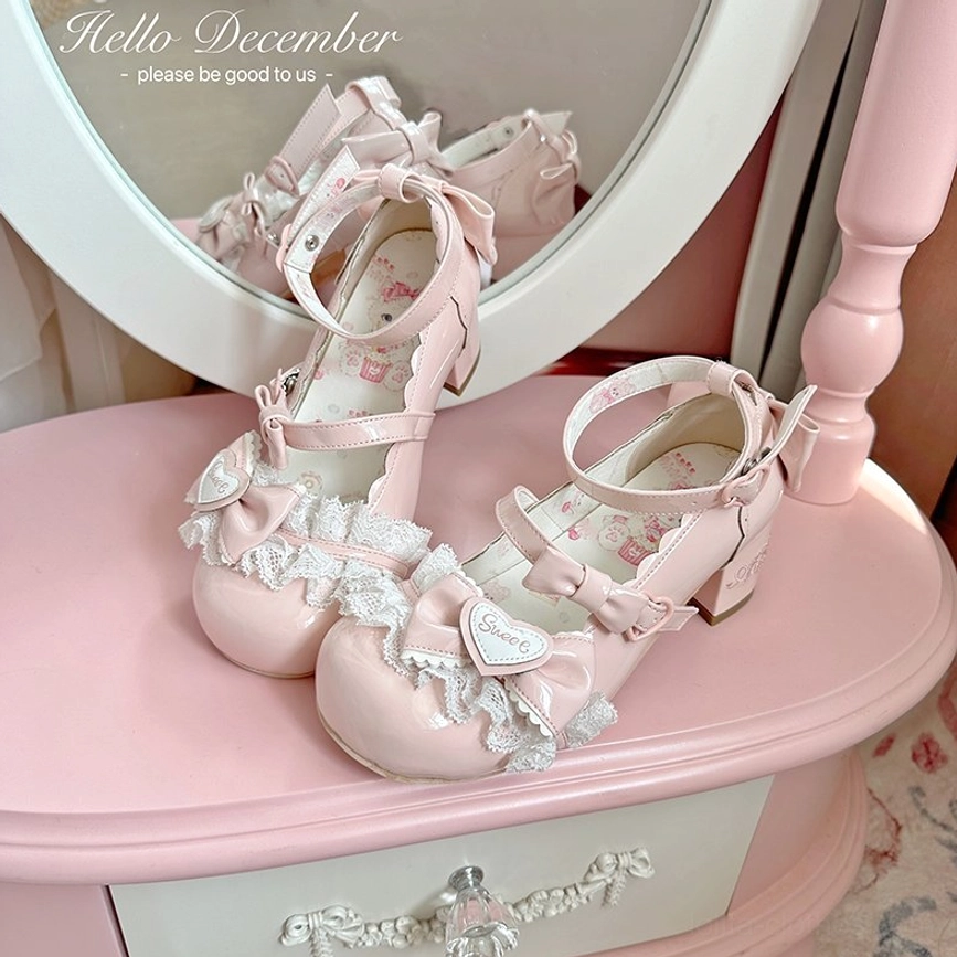Sky blue sweet lolita mary jane heels dreamy whimsical shade spring summer lolita collections pastel aesthetic lace bow decoration