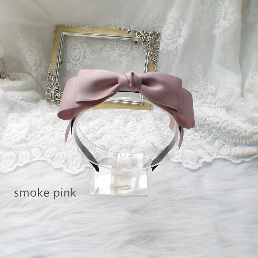 Smoke pink soft sweet lolita hair bow clip KC matte satin ethereal dreamy color display